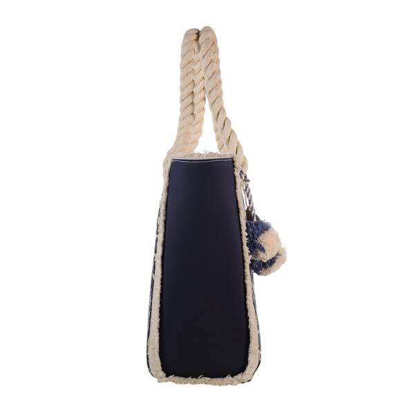 Spartina 449 Moonglade Boho Beach Tote–Large Rope Handle Bag-Blue Ikat - NWT - Picture 2 of 6